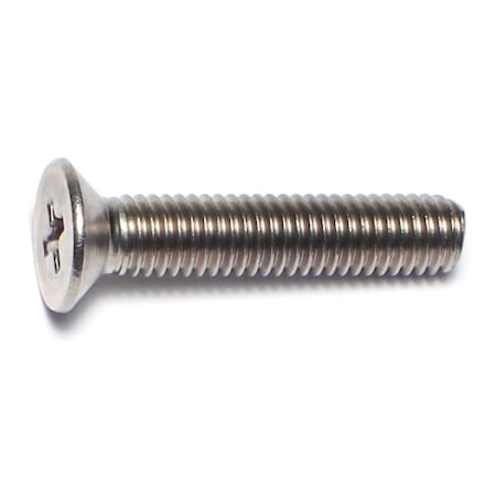 Midwest Fastener M5-0.80 x 25 mm Phillips Flat Machine Screw, Plain A2 Stainless Steel, 100 PK 55104